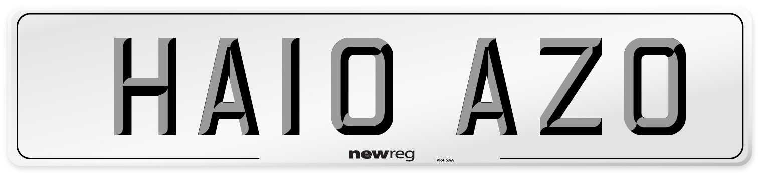 HA10 AZO Number Plate from New Reg